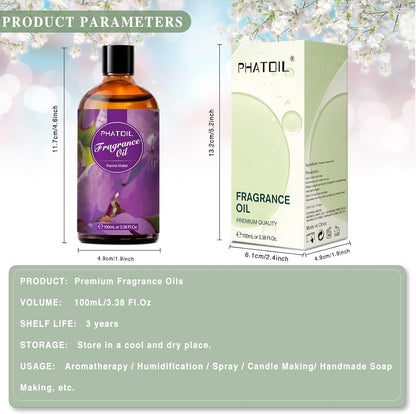 PHATOIL 3.38 FL.OZ Coconut & Vanilla Fragrance Oils for Aromatherapy, Essential Oils for Diffusers for Home, Perfect for Diffuser, Yoga, DIY Candle and Soap Making - 100ml