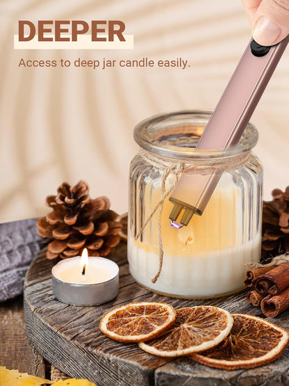 Candle Lighter Stocking Stuffers for Women Men, Electric Candle Lighter USB Rechargeable Graduation Gifts for Him Wife Grandma Girlfriend Safety Lock Long Lighters for Grill Home Kitchen BBQ Camping