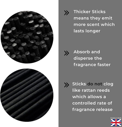 Ziffs Home® 120pcs Black Fibre Reed Diffuser Sticks - 20cm/7.87in x 4mm/0.16in - Thick Diffuser Reeds Sticks - Diffuser Sticks for Diffuser Oils Fragrance Refill - Fibre Reeds for Diffusers