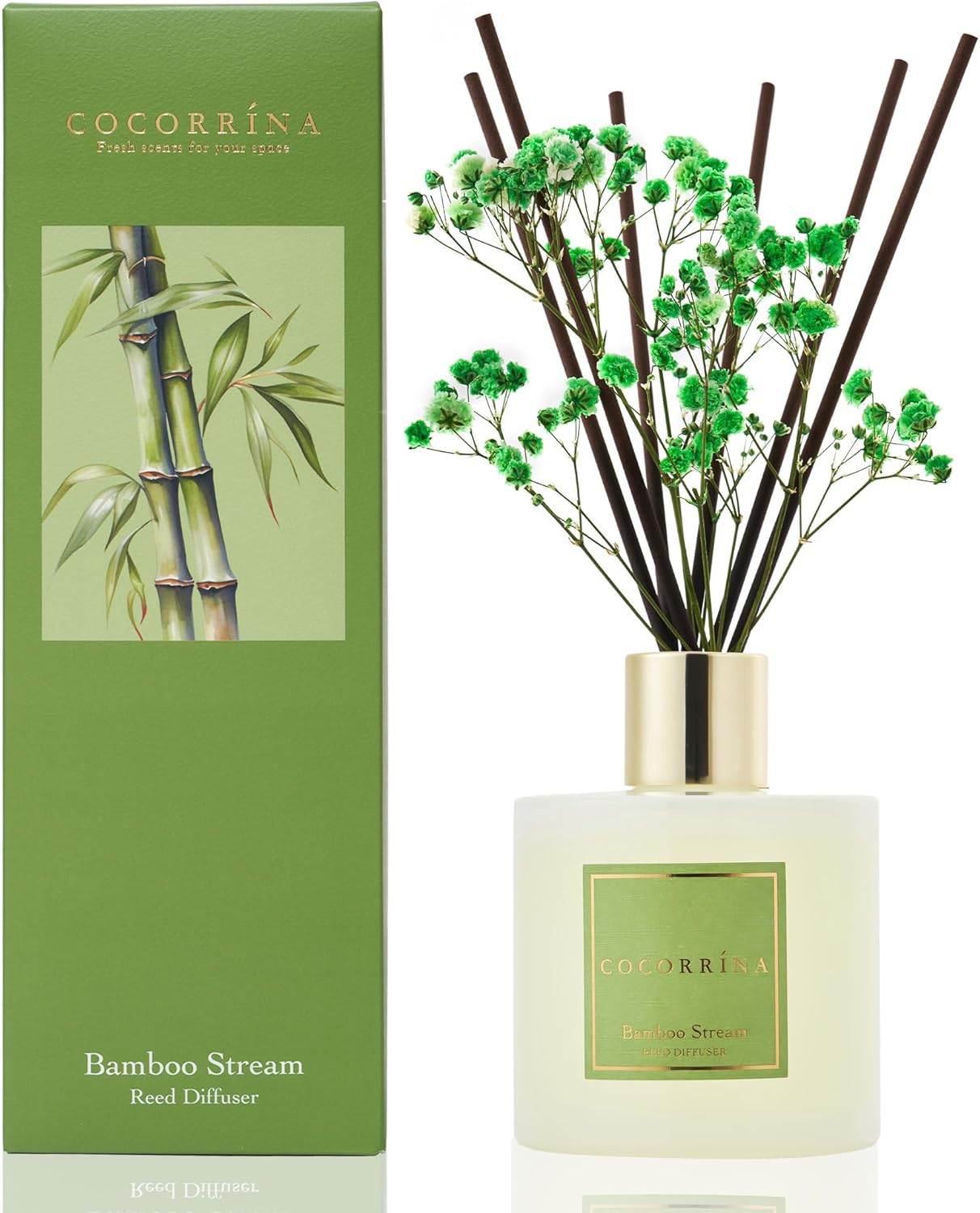 COCORRÍNA Reed Diffuser Set, Clean Linen Scented Diffuser with Sticks Home Fragrance Reed Diffuser for Bathroom Shelf Decor