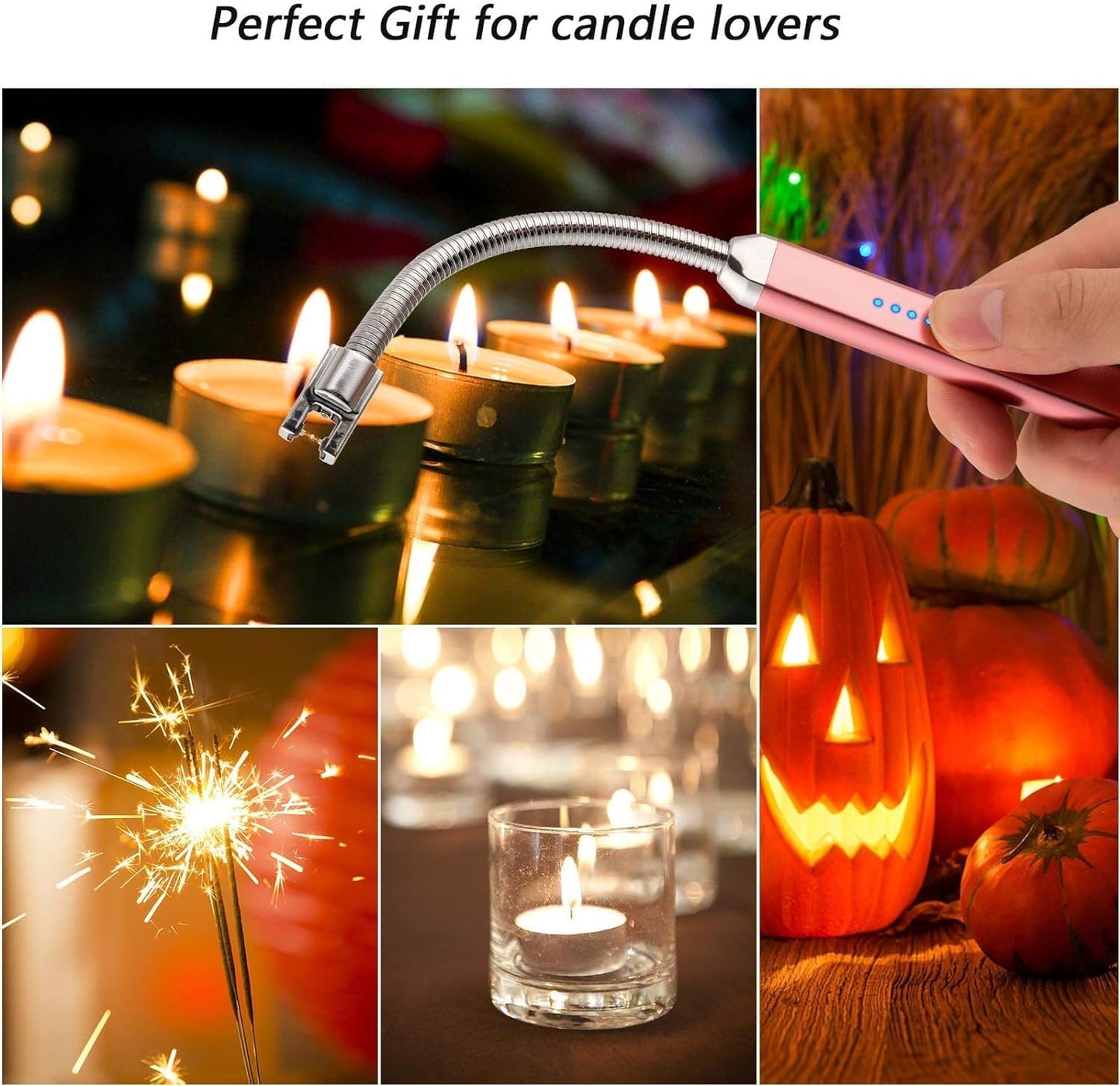 MEIRUBY Electric Candle Lighter - Stocking Stuffers for Adults Women Men Wife Nana, USB Arc Rechargeable Windproof Long Lighter for Candle, Birthday for Women Men Mom Wife Sister Nana