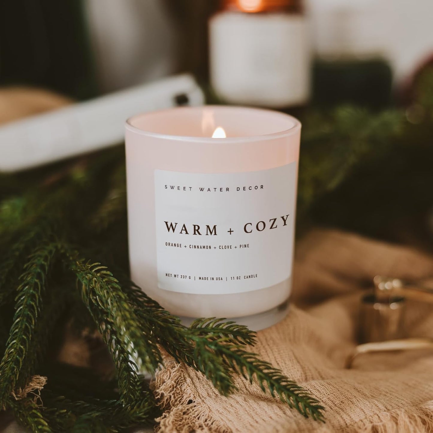 Sweet Water Decor Salt and Sea Candle - Sea Salt, Citrus, Amber, Musk, Beach Scented Soy Candles for Home - 11oz White Glass Jar   Wood Lid, 50  Hour Burn Time, Made in the USA
