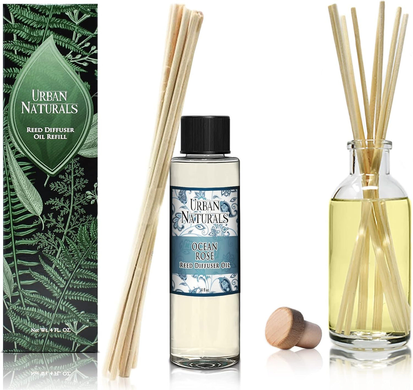 Urban Naturals Eucalyptus &amp; Sage Oil Reed Diffuser Refill | Eucalyptus, Sage, Mint, Lime and Cedarwood| Includes a Free Set of Reed Sticks! 4 oz