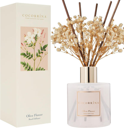 COCORRÍNA Reed Diffuser Set, Clean Linen Scented Diffuser with Sticks Home Fragrance Reed Diffuser for Bathroom Shelf Decor