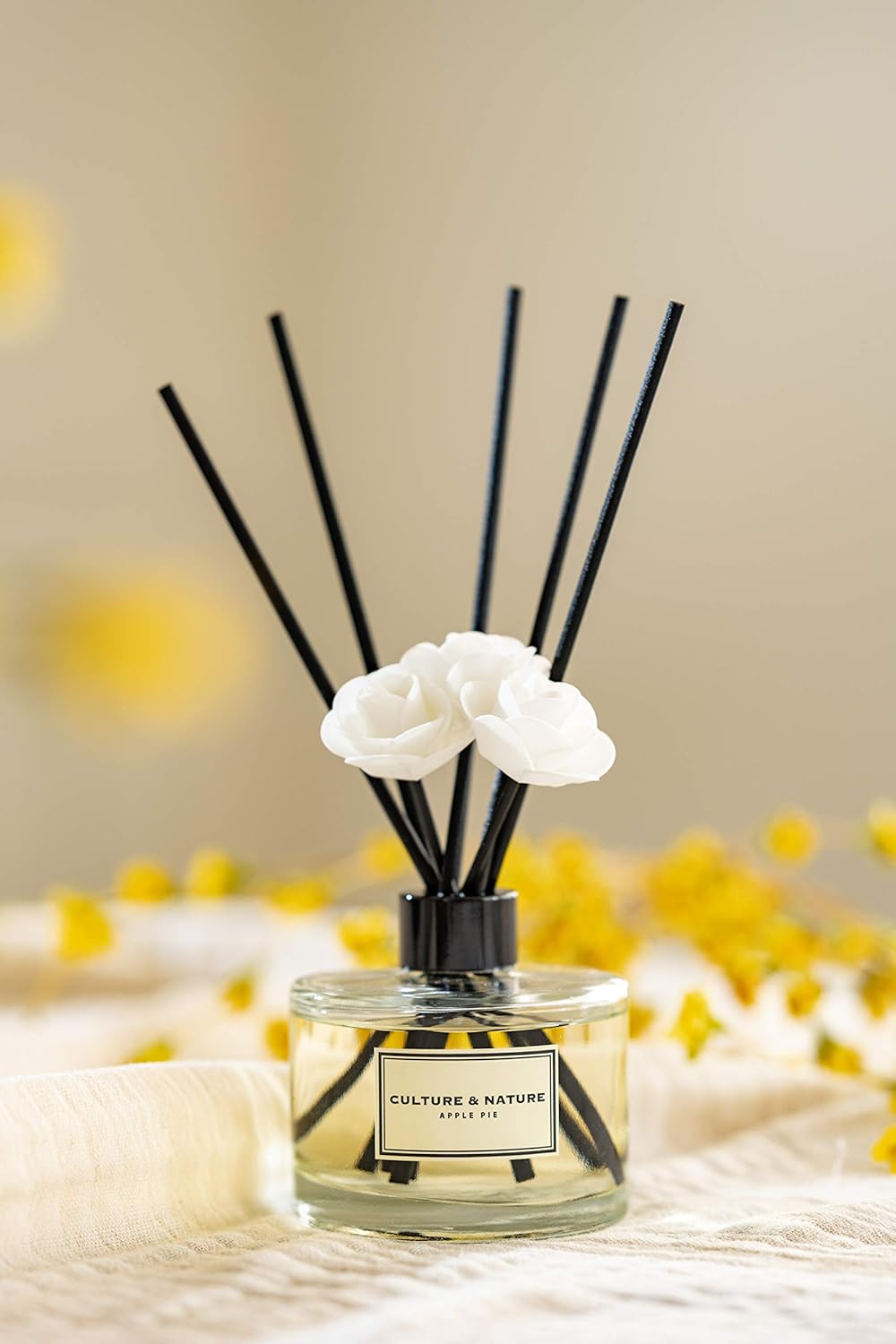 CULTURE & NATURE Reed Diffuser Set 6.7oz (200ml) Clean Cotton Scented Diffuser with Sticks Home Fragrance Reed Diffuser for Bathroom Shelf Decor