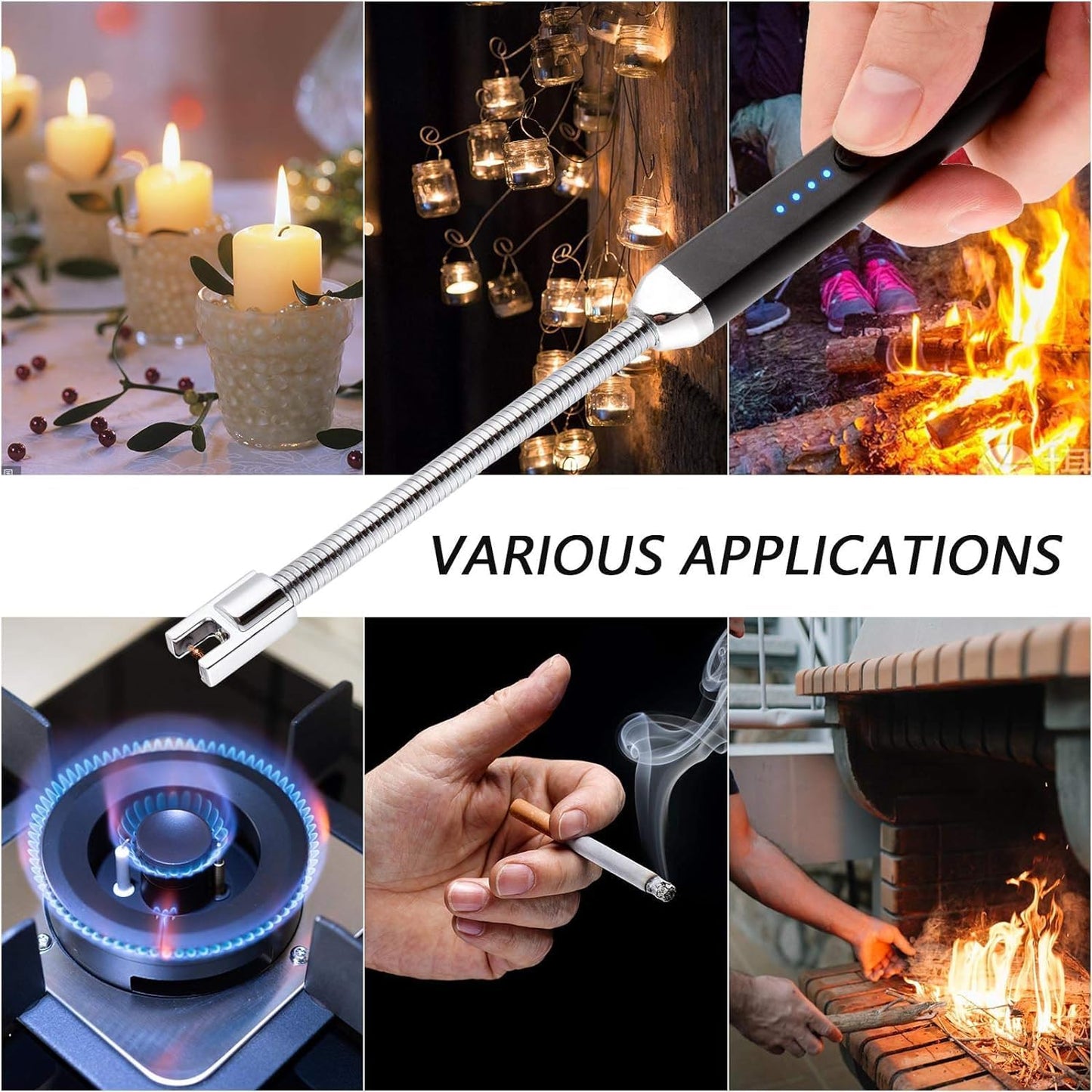 MEIRUBY Electric Candle Lighter - Stocking Stuffers for Adults Women Men Wife Nana, USB Arc Rechargeable Windproof Long Lighter for Candle, Birthday for Women Men Mom Wife Sister Nana