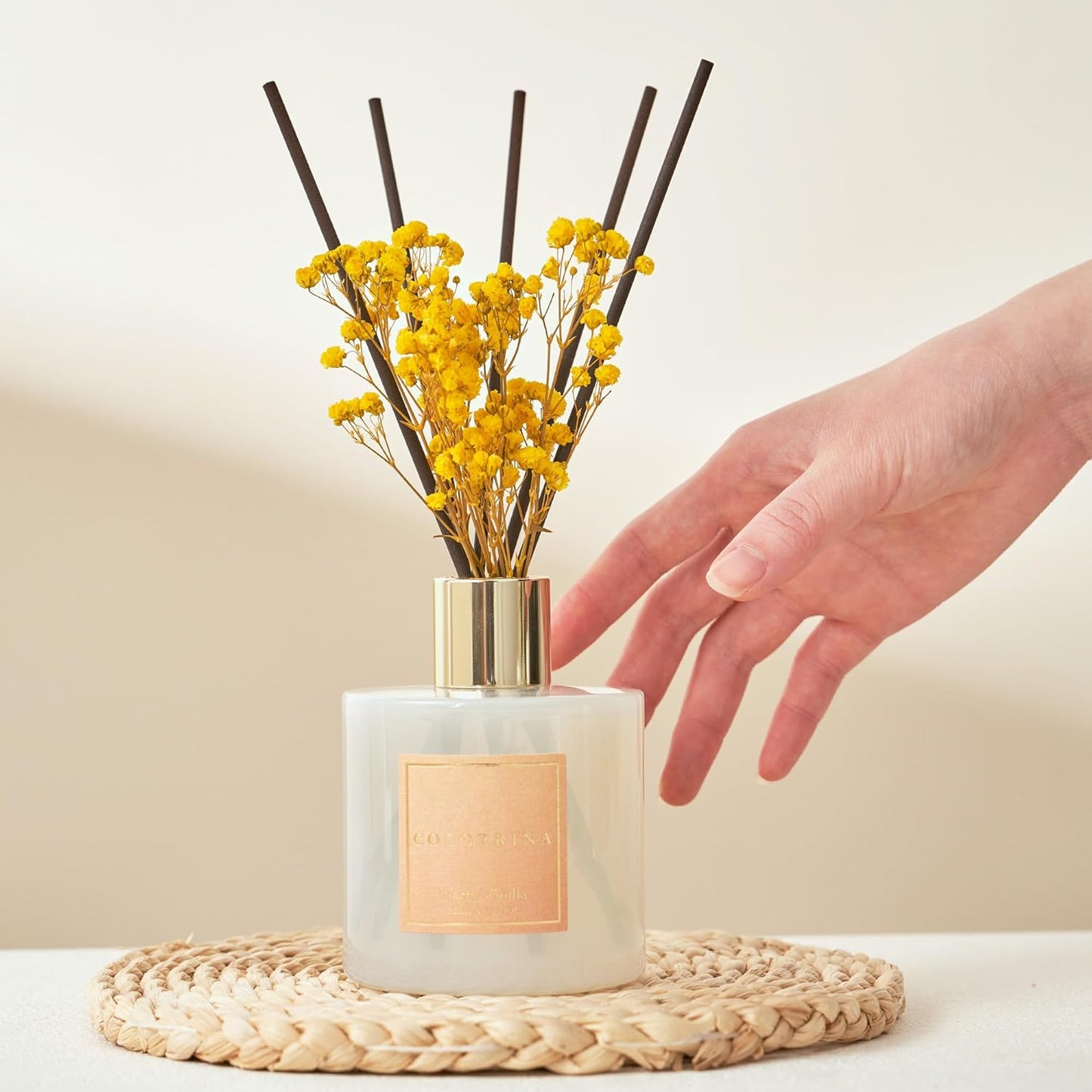 COCORRÍNA Reed Diffuser Set, Clean Linen Scented Diffuser with Sticks Home Fragrance Reed Diffuser for Bathroom Shelf Decor