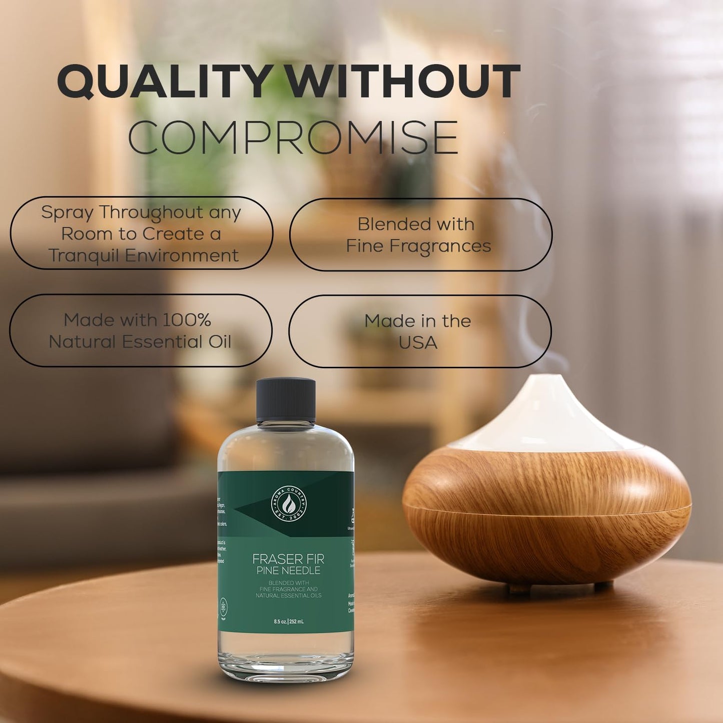 Aroma Country White Tea Diffuser Oil - Luxury Essential Oils for Diffuser Refill & Air Freshener Room Spray, Long-Lasting, Natural Home Fragrance and Hotel Scent for Diffusers & Machines - 8.5 Fl. oz