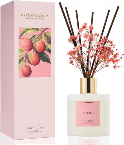 Cocorrína Clean Linen Scented Reed Diffuser Oil with 8 Sticks Fragrance for Bedroom, Bathroom, Oil Diffuser, Home Décor, 6.7 oz. (200 ml)