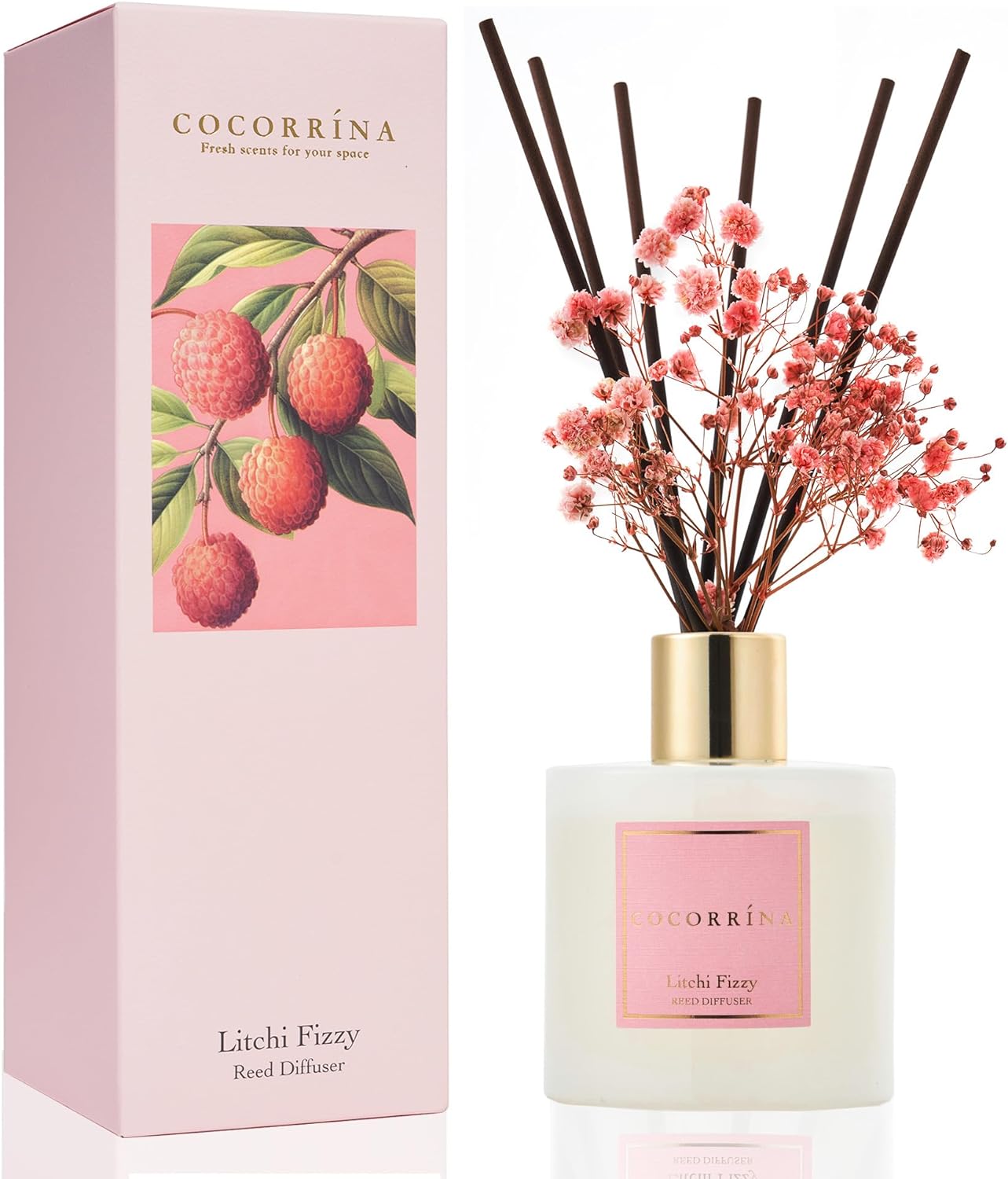 COCORRÍNA Reed Diffuser Set, Clean Linen Scented Diffuser with Sticks Home Fragrance Reed Diffuser for Bathroom Shelf Decor