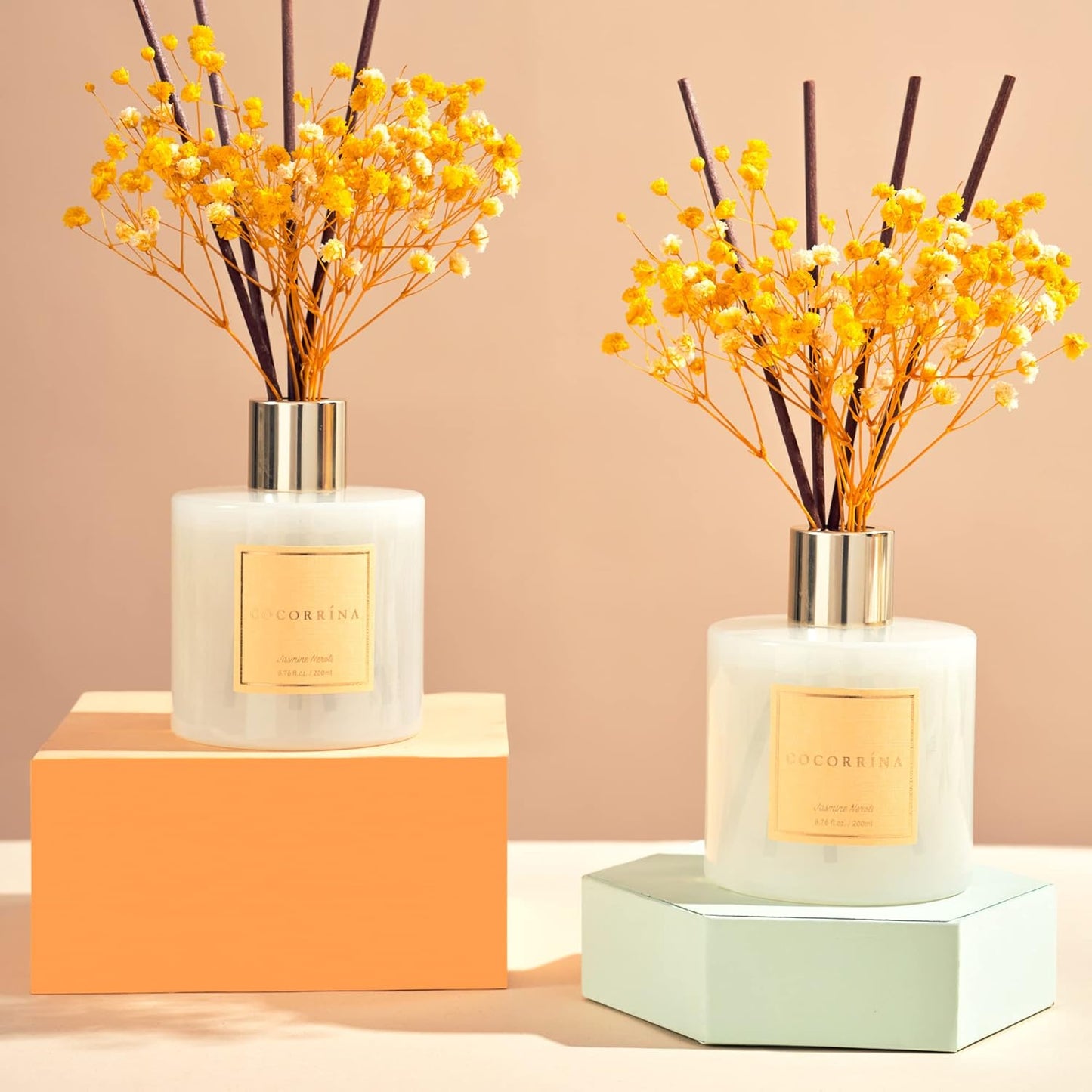 COCORRÍNA Reed Diffuser Set, Clean Linen Scented Diffuser with Sticks Home Fragrance Reed Diffuser for Bathroom Shelf Decor