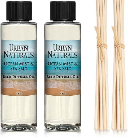 Urban Naturals Eucalyptus &amp; Sage Oil Reed Diffuser Refill | Eucalyptus, Sage, Mint, Lime and Cedarwood| Includes a Free Set of Reed Sticks! 4 oz