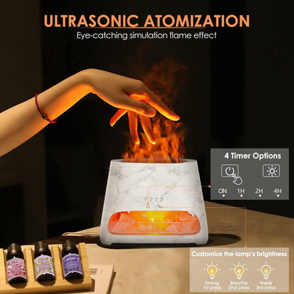 SALKING 2-in-1 Ultrasonic Essential Oil Diffuser & Himalayan Salt Lamp, Aromatherapy Diffuser Cool Mist Humidifier with Auto Off Function, 100% Pure Himalayan Pink Salt Rock, 150ml (Wooden Grain)