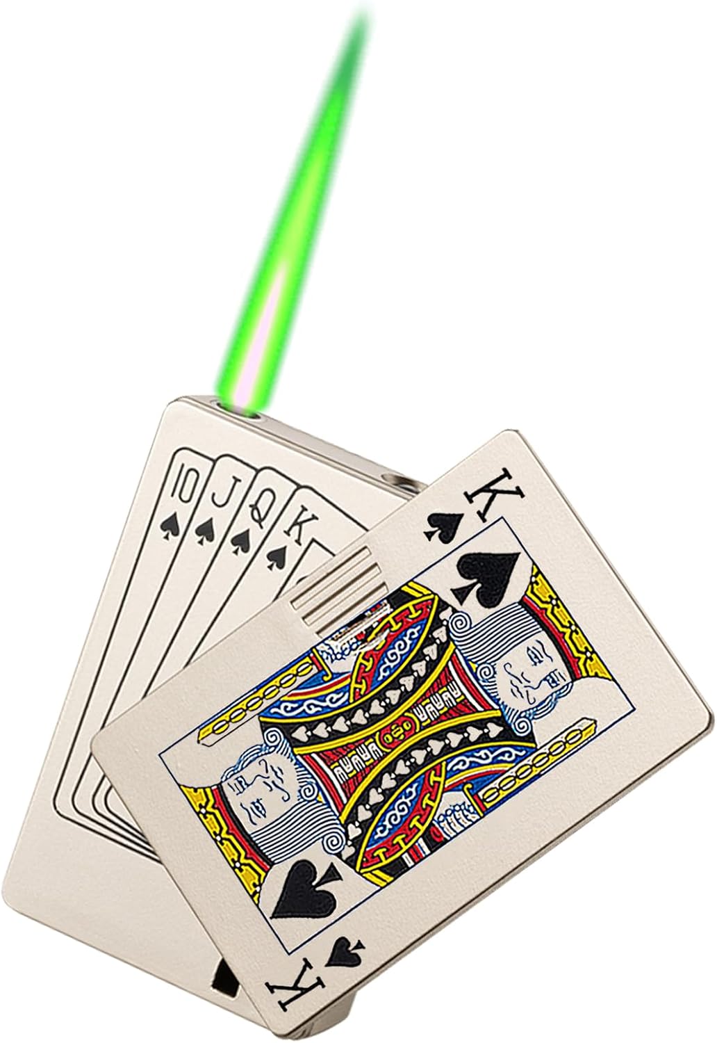 Jet Torch Lighter, Green Flame Ace Card Lighter, Refillable Butane Lighter, Ace of Spades Cool Lighter Windproof Poker Design, Gift for Men/Women