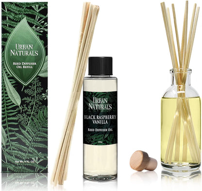 Urban Naturals Eucalyptus &amp; Sage Oil Reed Diffuser Refill | Eucalyptus, Sage, Mint, Lime and Cedarwood| Includes a Free Set of Reed Sticks! 4 oz