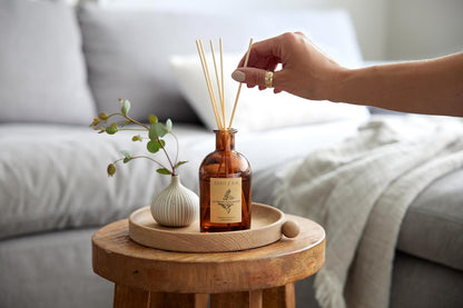 Jasmine & Lily Reed Diffuser | Includes All Natural Essential Oil & 8 Rattan Scent Sticks | Reed Diffuser Set for Bathroom | Reed Diffusers for Home | Long Lasting Home Fragrance in Amber Glass - 5.75oz