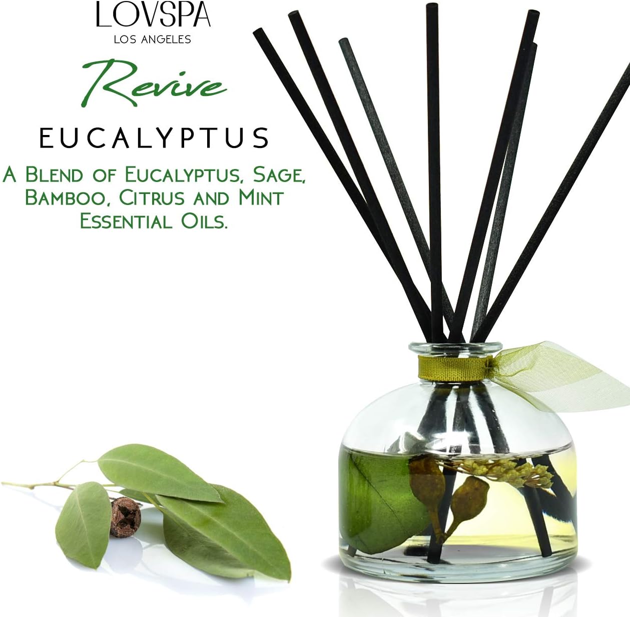 LOVSPA Eucalyptus Essential Oil Reed Diffuser Gift Set | Revive | Fresh Eucalyptus, Sage, Citrus, Bamboo & Mint | Great Aromatherapy Gift for Mom, Dad, Grandma or Aunt