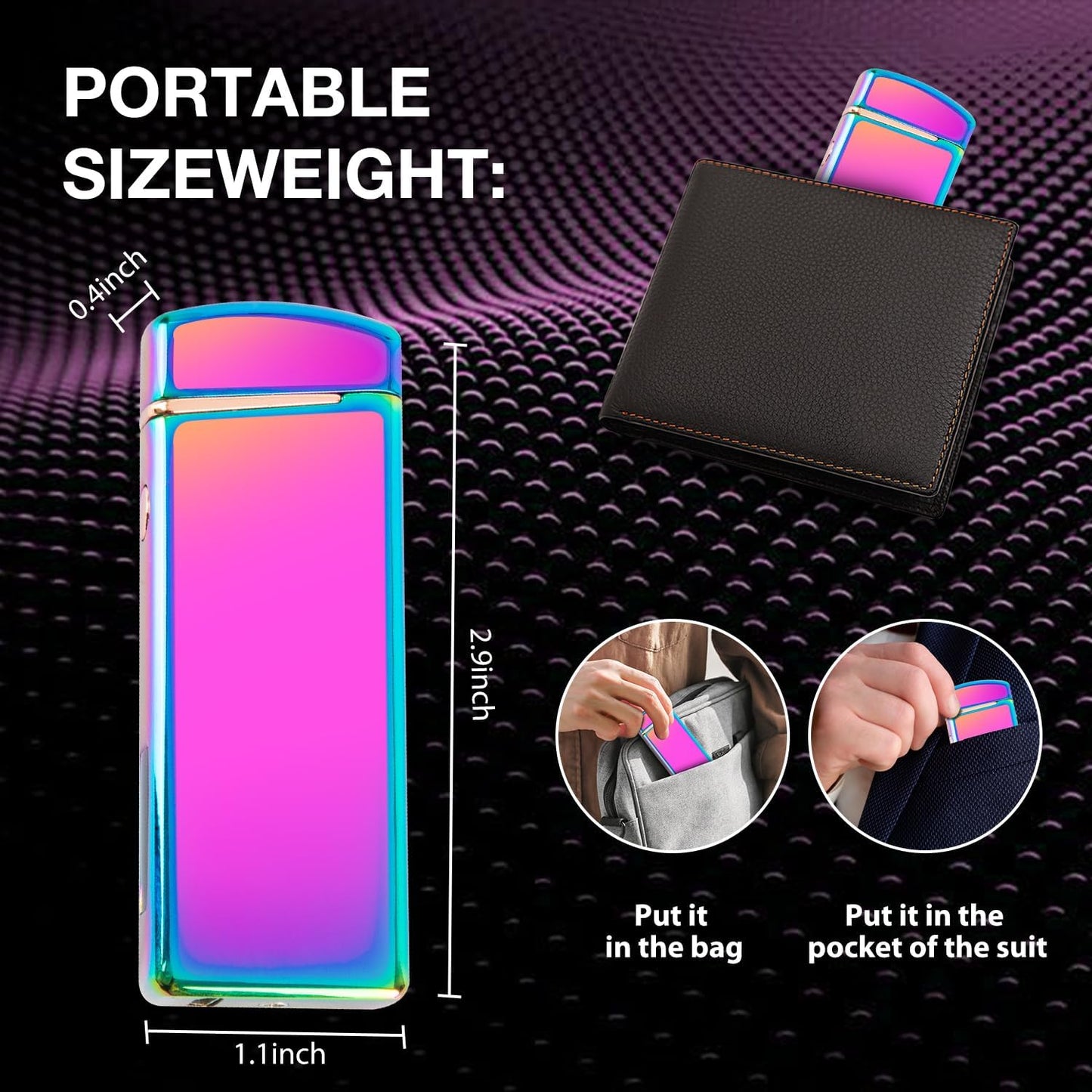 LcFun Electric USB Rechargeable Lighter, Windproof Plasma Dual Arc Lighter with LED Battery Indication, Electronic Flameless Cool Lighters Gifts for Men Fathers Husband (Black Dragon)