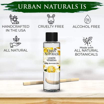 Urban Naturals Eucalyptus &amp; Sage Oil Reed Diffuser Refill | Eucalyptus, Sage, Mint, Lime and Cedarwood| Includes a Free Set of Reed Sticks! 4 oz