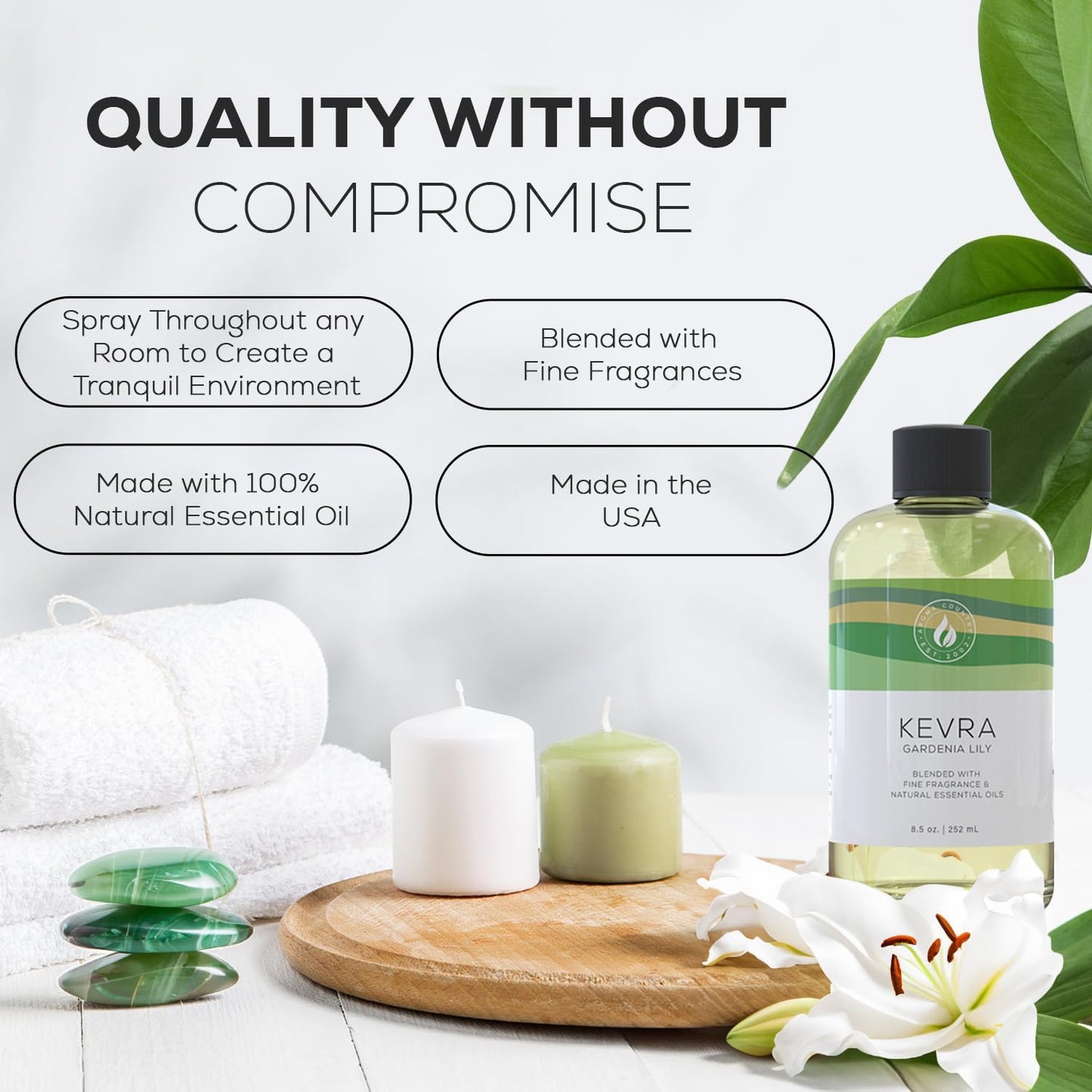 Aroma Country White Tea Diffuser Oil - Luxury Essential Oils for Diffuser Refill & Air Freshener Room Spray, Long-Lasting, Natural Home Fragrance and Hotel Scent for Diffusers & Machines - 8.5 Fl. oz