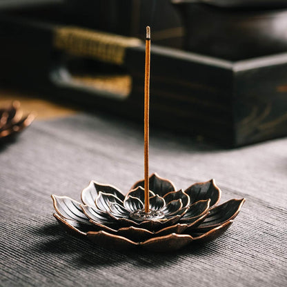 GARMOLY Incense Burner, Incense Holder for Sticks, Brass Lotus Incense Stick Holder and Detachable Ash Catcher