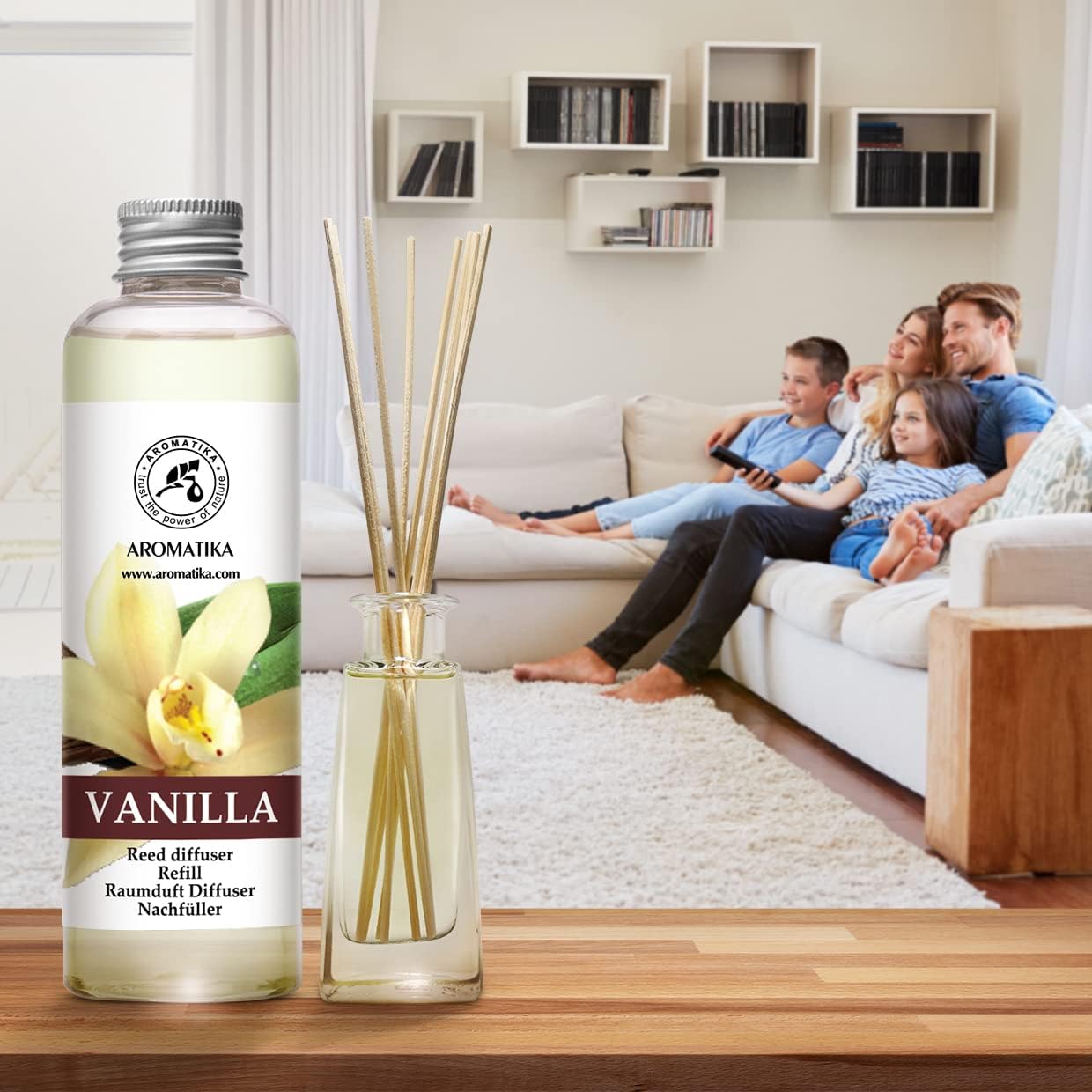 Lemongrass Diffuser Refill 34 Fl Oz (2x17 Fl Oz) - Fresh & Long Lasting Fragrance - Refill with Natural Essential Lemongrass Oil - for Aromatherapy - Spa - Home - Reed Diffuser Oil Refill Lemongrass