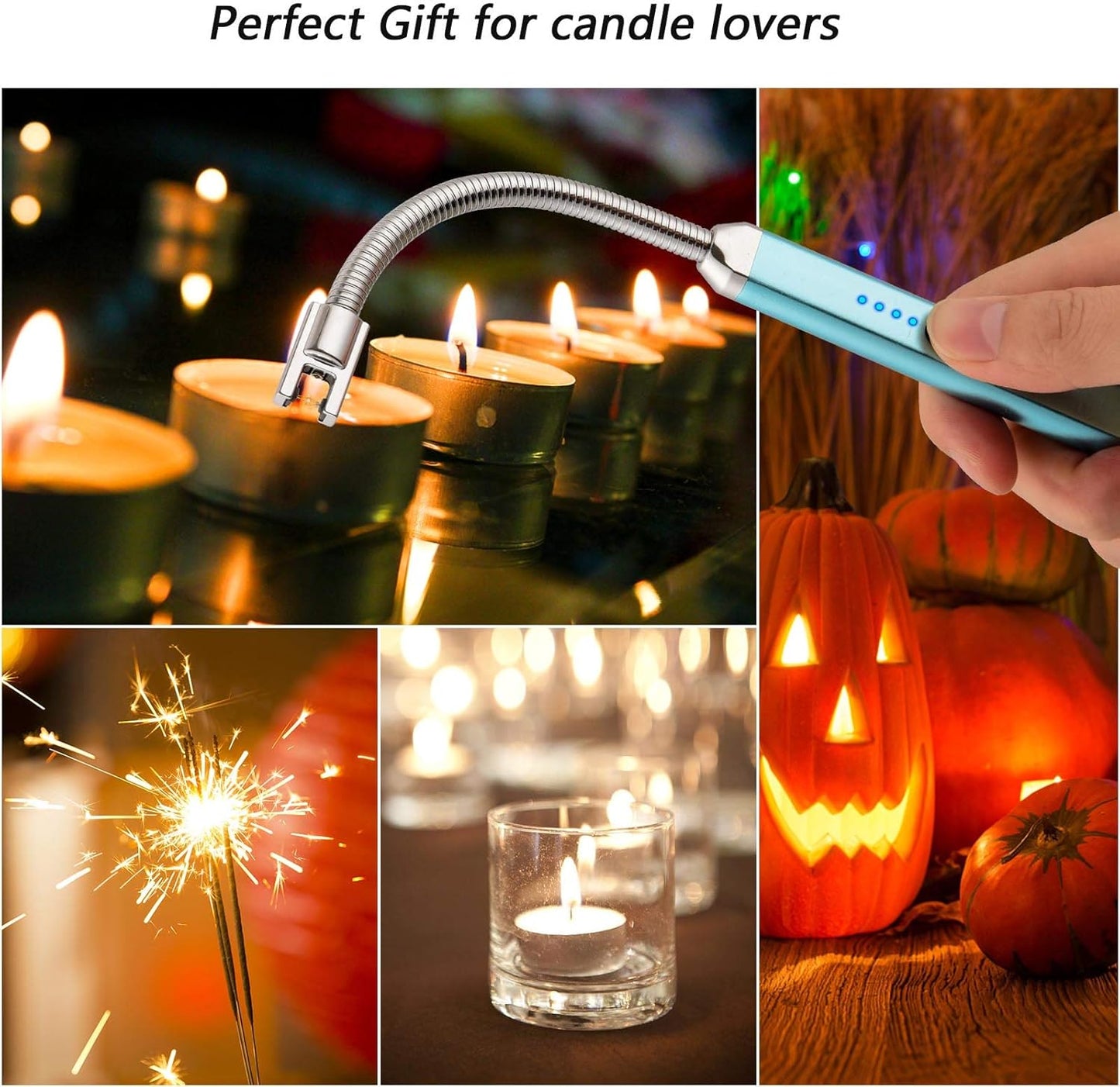 MEIRUBY Electric Candle Lighter - Stocking Stuffers for Adults Women Men Wife Nana, USB Arc Rechargeable Windproof Long Lighter for Candle, Birthday for Women Men Mom Wife Sister Nana