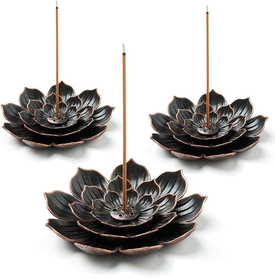 GARMOLY Incense Burner, Incense Holder for Sticks, Brass Lotus Incense Stick Holder and Detachable Ash Catcher