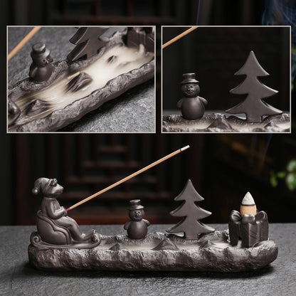 ChangWanna Frog Incense Stick Holder - Ceramic Insence Burner Ash Catcher, Insense Stand with 45 Sandalwood Sticks, Ornament for Aromatherapy/Yoga/Meditation/Home Living Room Office Decor