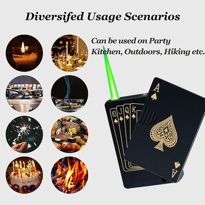 Jet Torch Lighter, Green Flame Ace Card Lighter, Refillable Butane Lighter, Ace of Spades Cool Lighter Windproof Poker Design, Gift for Men/Women