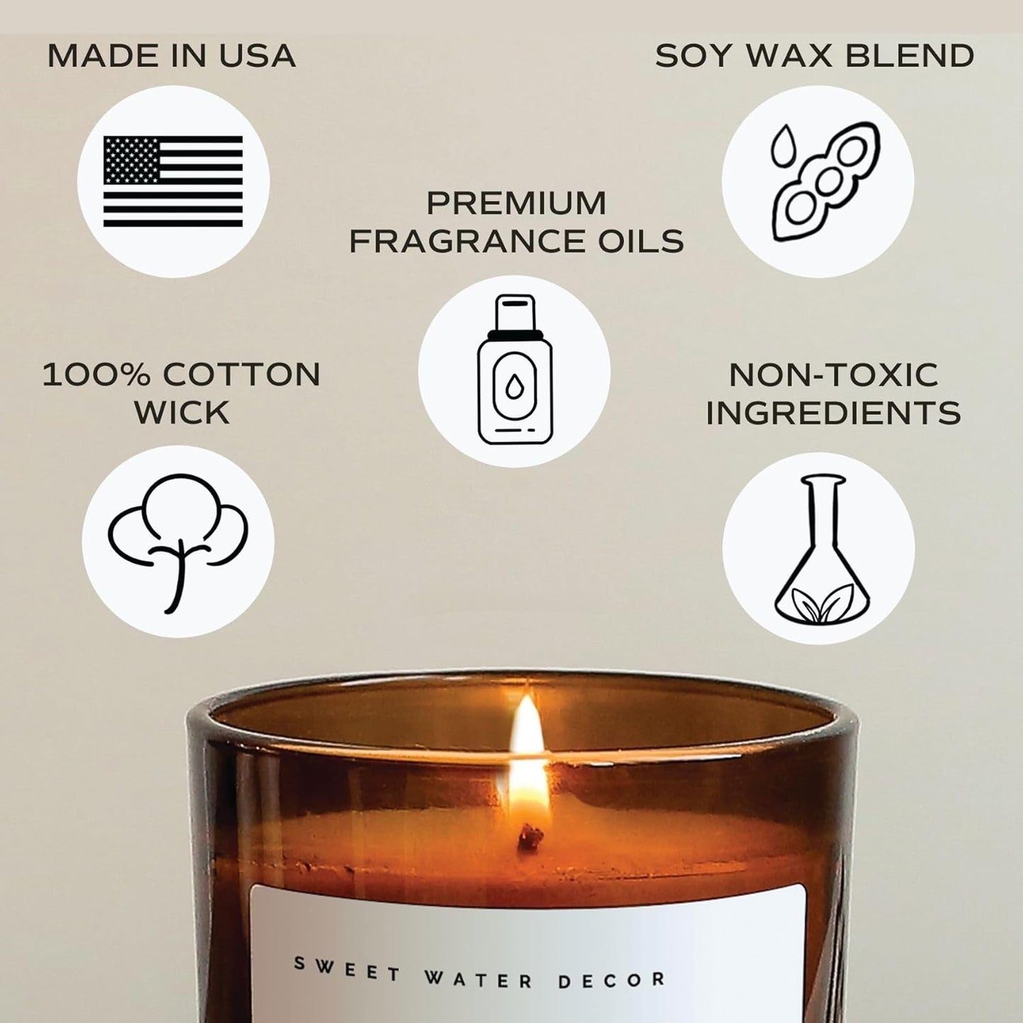 Sweet Water Decor Salt and Sea Candle - Sea Salt, Citrus, Amber, Musk, Beach Scented Soy Candles for Home - 11oz White Glass Jar   Wood Lid, 50  Hour Burn Time, Made in the USA