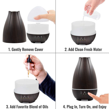 HealthSmart Essential Oil Diffuser, Cool Mist Humidifier and Aromatherapy Diffuser, FSA HSA Eligible with 500ML Tank for Large Rooms, Adjustable Timer, Mist Mode and 7 LED Light Colors, White