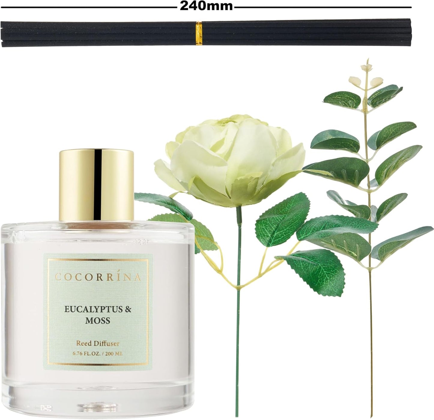 Cocorrína Clean Linen Scented Reed Diffuser Oil with 8 Sticks Fragrance for Bedroom, Bathroom, Oil Diffuser, Home Décor, 6.7 oz. (200 ml)