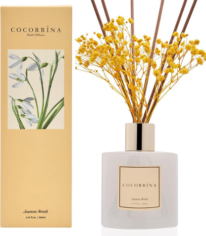 COCORRÍNA Reed Diffuser Set, Clean Linen Scented Diffuser with Sticks Home Fragrance Reed Diffuser for Bathroom Shelf Decor