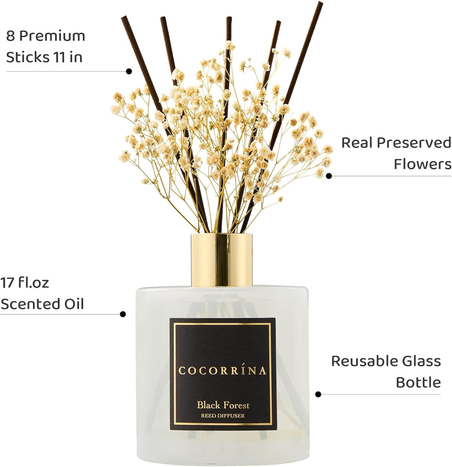 COCORRÍNA Reed Diffuser Set, Clean Linen Scented Diffuser with Sticks Home Fragrance Reed Diffuser for Bathroom Shelf Decor
