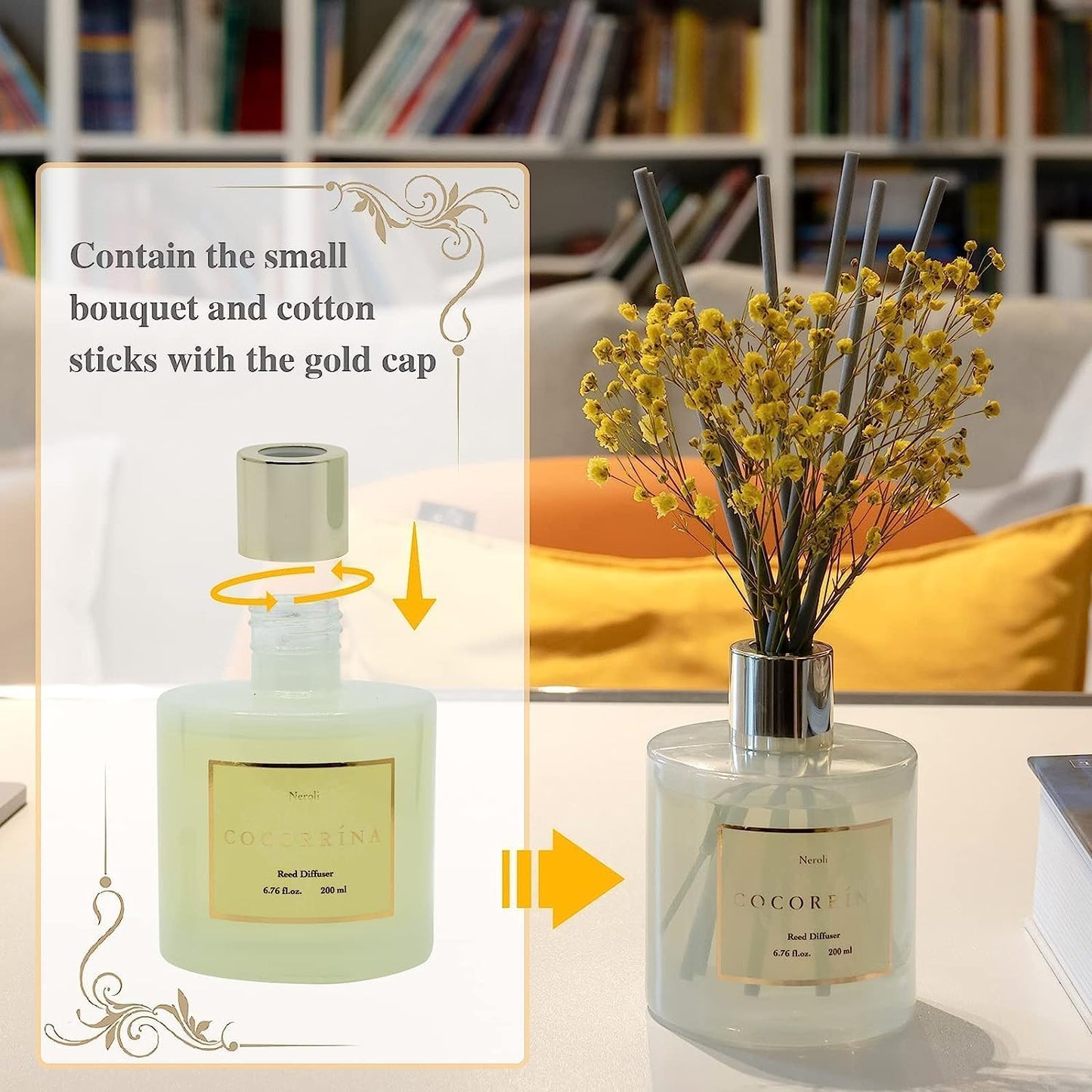 COCORRÍNA Reed Diffuser Set, Clean Linen Scented Diffuser with Sticks Home Fragrance Reed Diffuser for Bathroom Shelf Decor