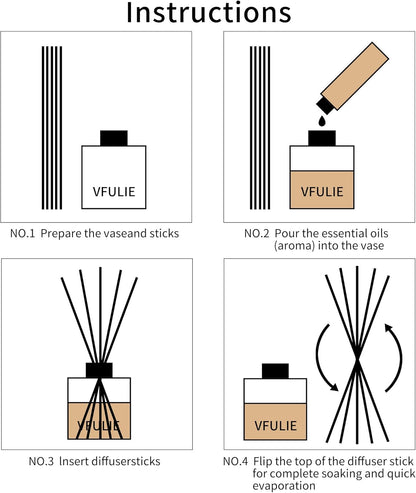 VFULIE 100PCS Reed Diffuser Sticks, 10 Inch Natural Rattan Wood Sticks Essential Oil Aroma Diffuser Sticks Refill Replacement for Aroma Fragrance (Primary Color)