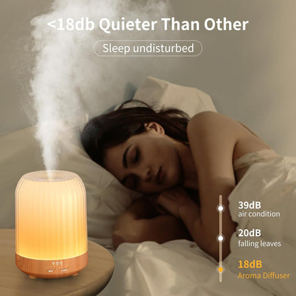 BDXXJ Essential Oil Diffuser for Bedroom, Quiet Humidifiers for Home, Ultrasonic 250ML Small Aromatherapy Diffuser, 7 LED Color Safety Auto-Off Timer, for Baby Bedroom, Hotel, Plant, Wood Pattern