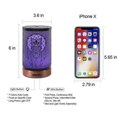 EQUSUPRO Essential Oil Diffuser 150ml Metal Aromatherapy Oil Diffuser Ultrasonic Cool Mist Diffuser with Auto Shut-Off Protection,7 Colors Changed LED for Home Office SPA Yoga