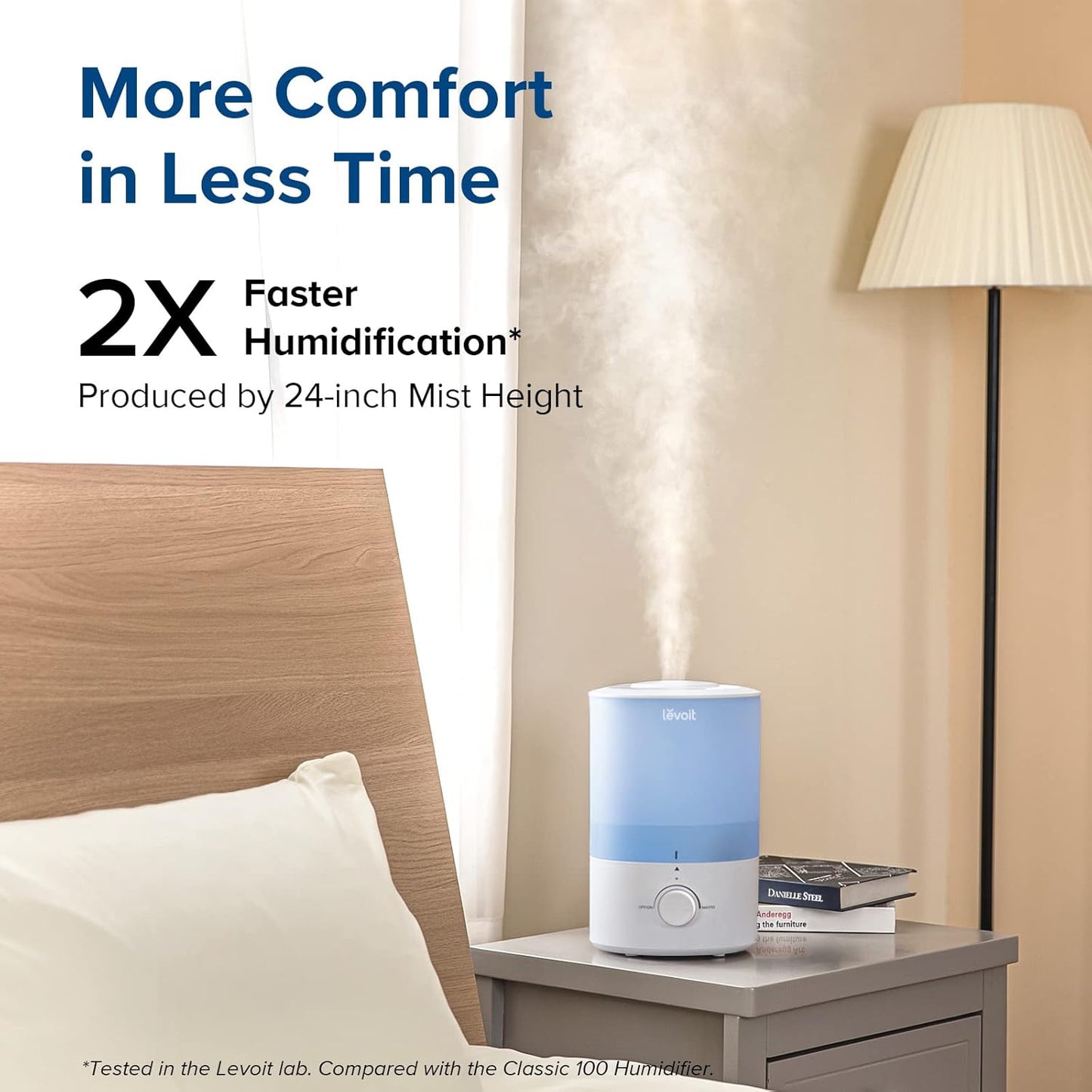 LEVOIT Humidifiers for Bedroom, Quiet (3L Water Tank) Cool Mist Top Fill Essential Oil Diffuser with 25Watt for Home Large Room, 360° Nozzle, Rapid Ultrasonic Humidification for Baby Nursery and Plant