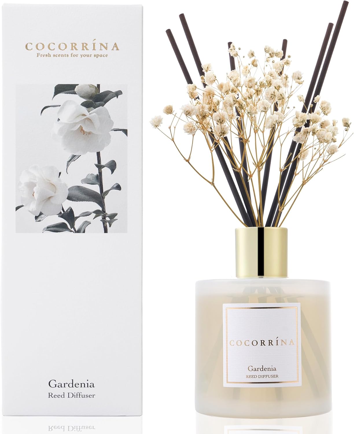 COCORRÍNA Reed Diffuser Set, Clean Linen Scented Diffuser with Sticks Home Fragrance Reed Diffuser for Bathroom Shelf Decor
