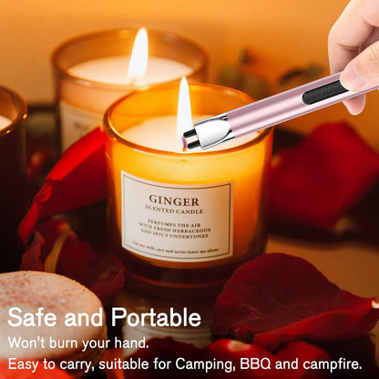 REIDEA Lighter Electric for Candle S4 Pro USB Rechargeable Safety Lock with LED Battery Indicator Flameless Windproof Arc Plasma Lighter for Candle, Fireworks (Champagne Gold)