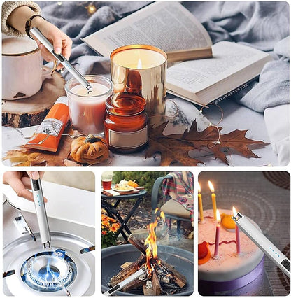 SUPRUS Electric Lighter Arc Windproof Flameless USB Lighter Rechargeable Lighter with Safety Lock for Candle BBQ Camping (champagne Gold)