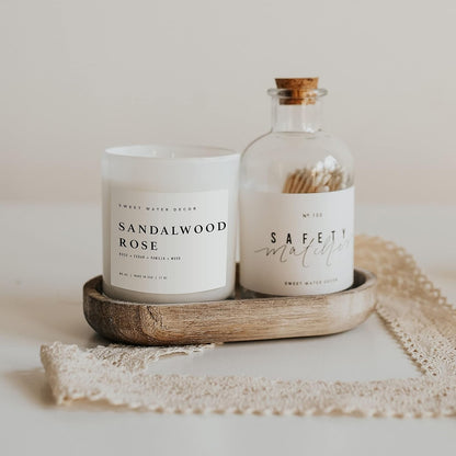 Sweet Water Decor Salt and Sea Candle - Sea Salt, Citrus, Amber, Musk, Beach Scented Soy Candles for Home - 11oz White Glass Jar   Wood Lid, 50  Hour Burn Time, Made in the USA