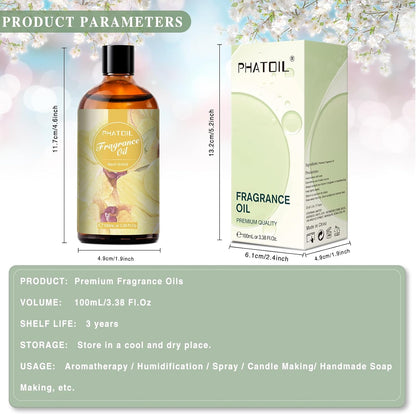PHATOIL 3.38 FL.OZ Coconut & Vanilla Fragrance Oils for Aromatherapy, Essential Oils for Diffusers for Home, Perfect for Diffuser, Yoga, DIY Candle and Soap Making - 100ml