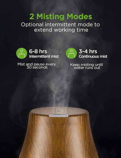 InnoGear Essential Oil Diffuser, Premium 5-in-1 Diffusers for Home Scent Aromatherapy Diffuser Air Desk Humidifier for Bedroom Large Room Office 7 Color LED 2 Mist Mode Waterless Auto Off, Basic White