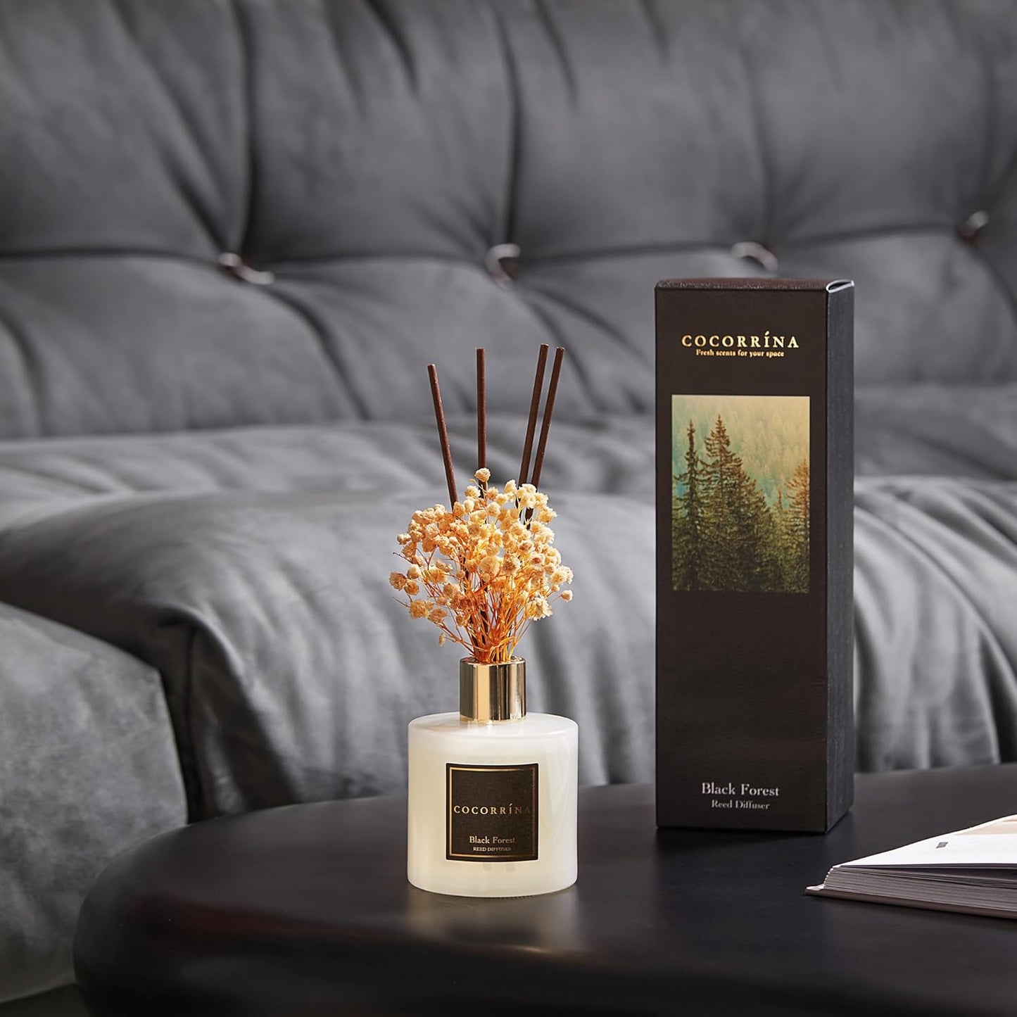 COCORRÍNA Reed Diffuser Set, Clean Linen Scented Diffuser with Sticks Home Fragrance Reed Diffuser for Bathroom Shelf Decor