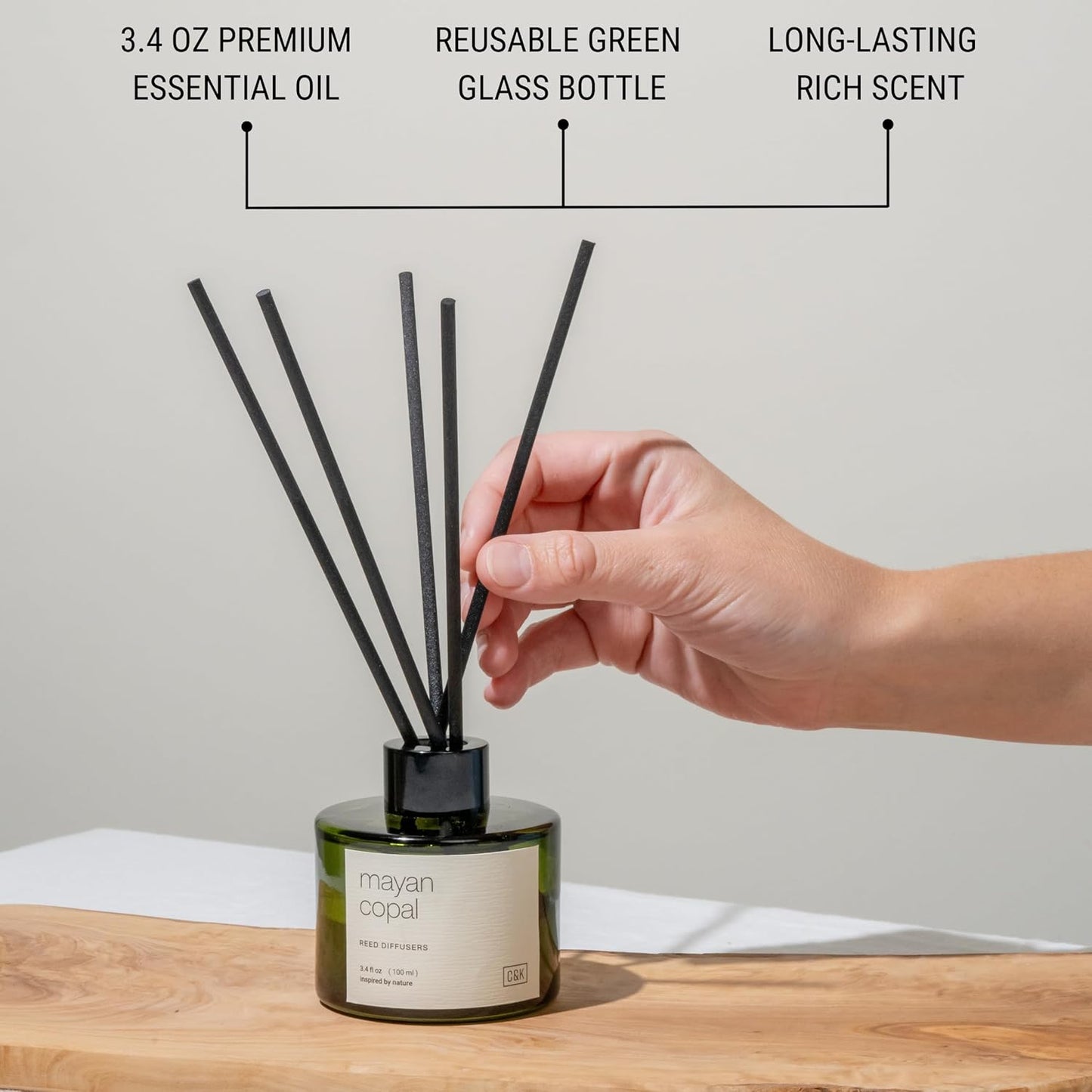 Craft & Kin Reed Diffuser Set Santal Woods, Reed Diffusers for Home, Fragrance Diffuser Sticks, Oil Diffuser Sticks, Oil Diffuser with Sticks, Reed Diffuser for Men | Christmas Reed Diffuser