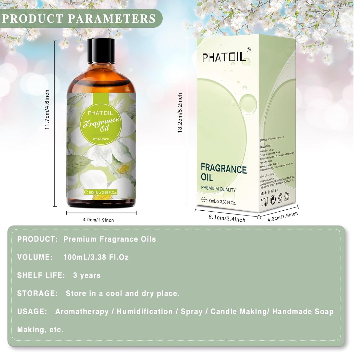 PHATOIL 3.38 FL.OZ Coconut & Vanilla Fragrance Oils for Aromatherapy, Essential Oils for Diffusers for Home, Perfect for Diffuser, Yoga, DIY Candle and Soap Making - 100ml
