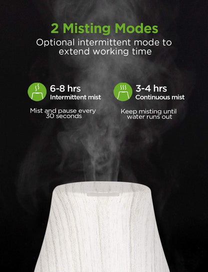 InnoGear Essential Oil Diffuser, Premium 5-in-1 Diffusers for Home Scent Aromatherapy Diffuser Air Desk Humidifier for Bedroom Large Room Office 7 Color LED 2 Mist Mode Waterless Auto Off, Basic White